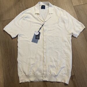 Steel & Jelly Men's Premium Cotton Jacquard SS Button Front‎ Sweater Medium NEW